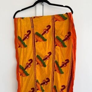 Orange Printed Beach Sarong Wrap